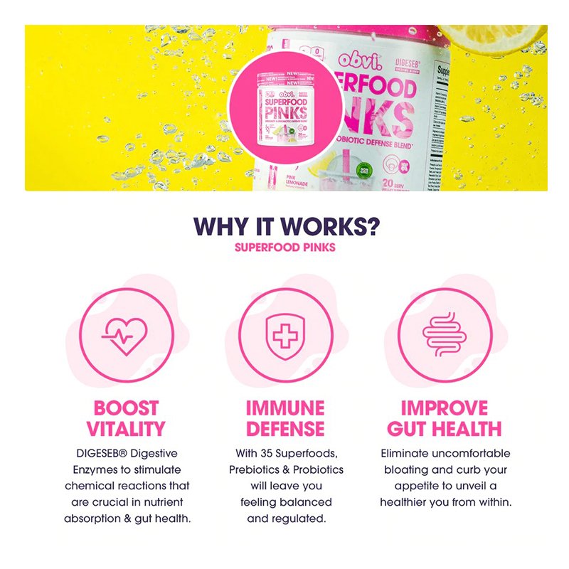 Obvi Superfoods Pinks Iced Tea 20 Serv Best Price in Dubai