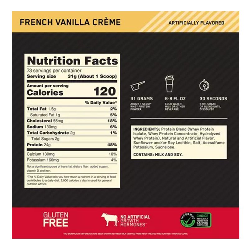 Optimum Nutrition 100% Gold Standard Whey 5 lbs - French Vanilla Creme Best Price in Ajman