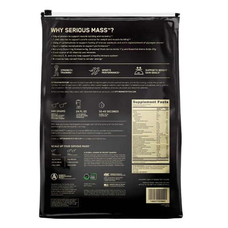 Optimum Nutrition Serious Mass 12lbs - Vanilla Best Price in UAE , Dubai, Abu Dhabi, Sharjah