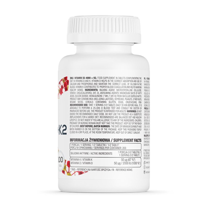 OstroVit Vitamin D3 4000 + K2 100 tabs Best Price in Dubai