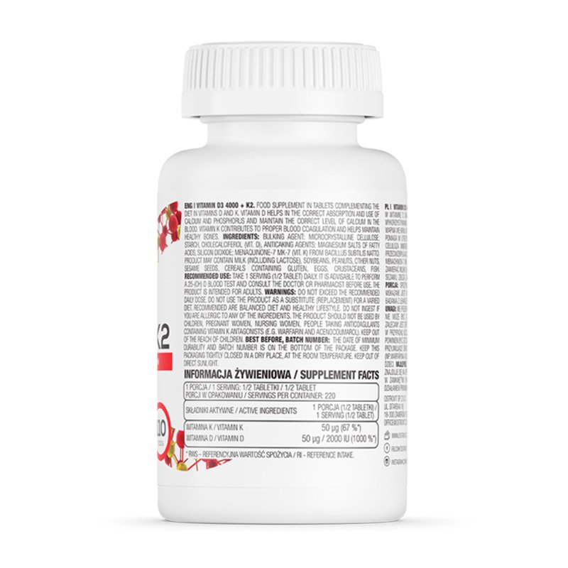 OstroVit Vitamin D3 4000 + K2 110 tabs LIMITED EDITION Best Price in Dubai