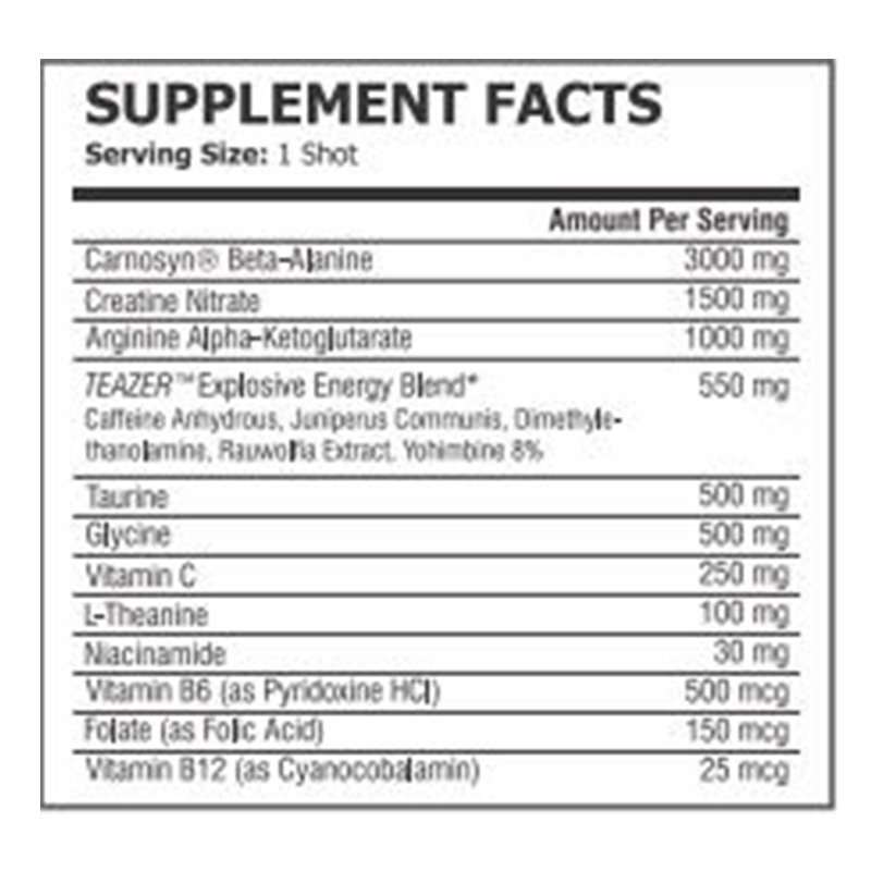 Pole Nutrition Teazer Pre Workout Shot 100ml - Icy Blue Raspberry Best Price in Dubai