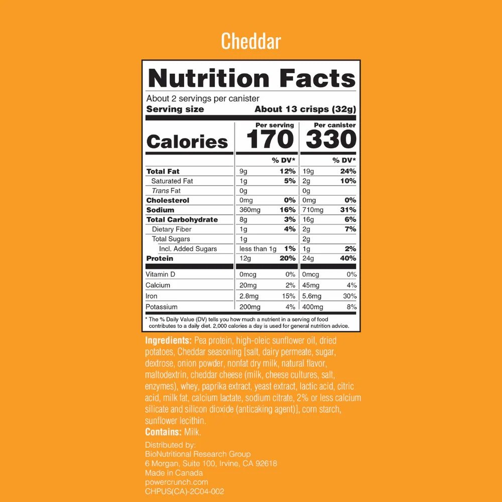 Power Crunch Protein Chips 60 G 8 Pcs in Box - Cheddar Best Price in Abu Dhabi