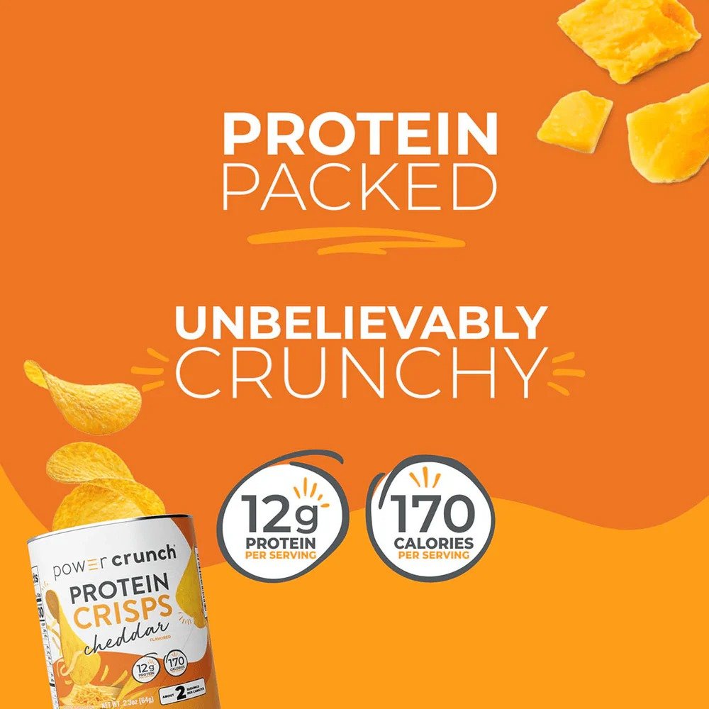 Power Crunch Protein Chips 60 G 8 Pcs in Box - Cheddar Best Price in Al Ain