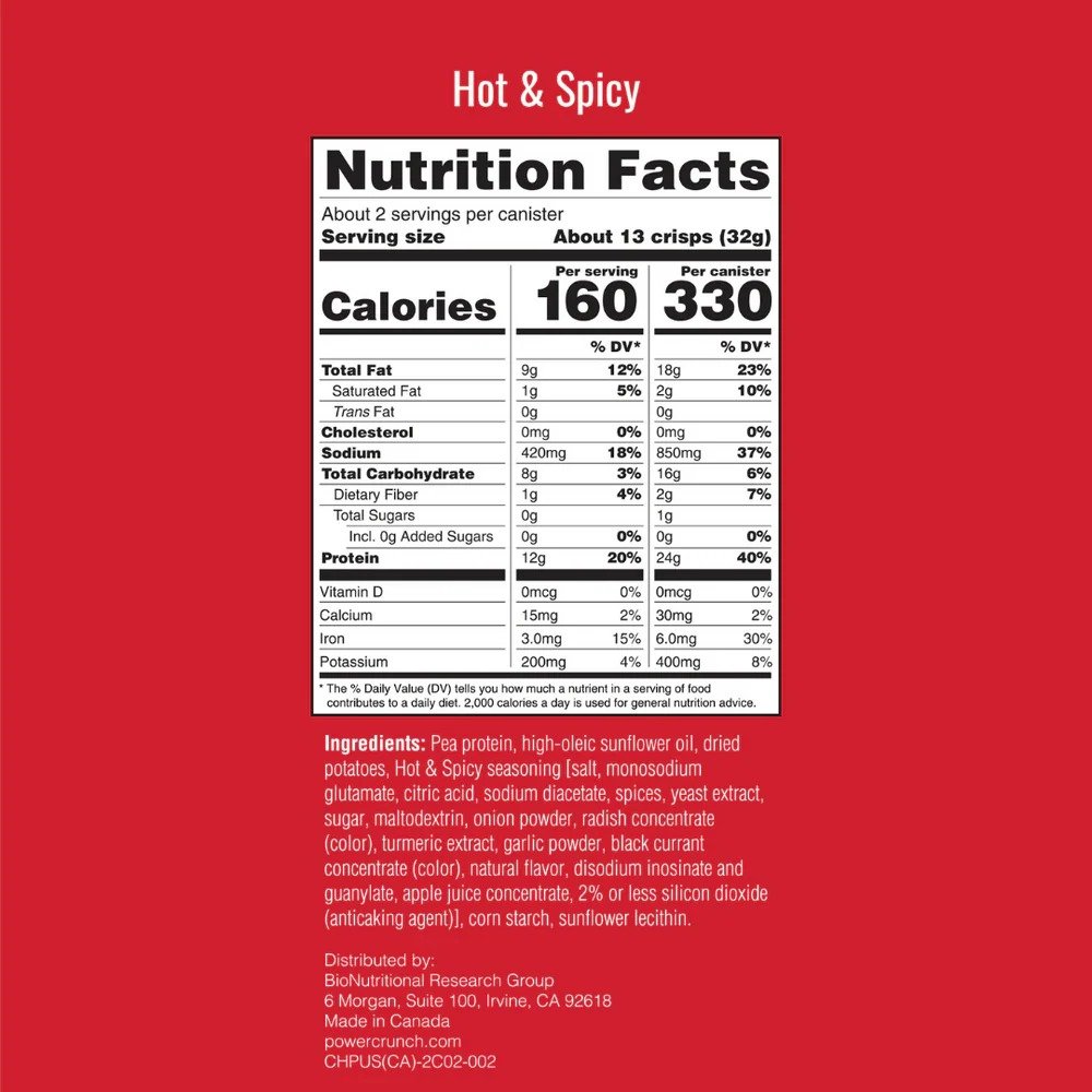Power Crunch Protein Crisps 60 G 8 Pcs in Box - Hot N Spicy Best Price in Al Ain