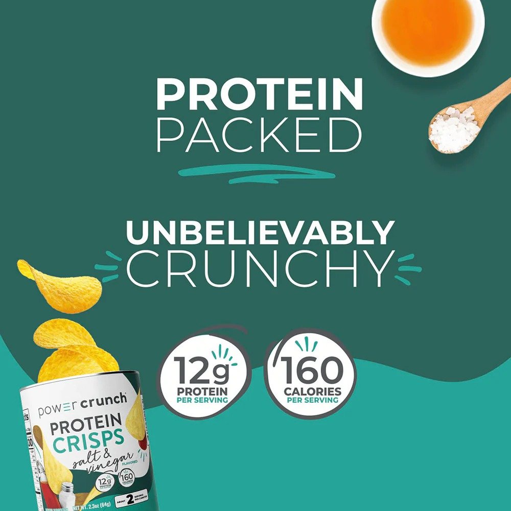 Power Crunch Protein Crisps 60 G 8 Pcs in Box - Salt N Vinegar