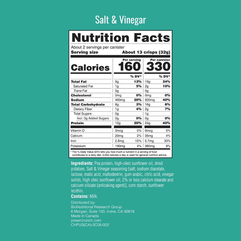 Power Crunch Protein Crisps 60 G 8 Pcs in Box - Salt N Vinegar