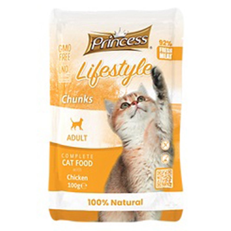Princess Adult Cat Pouch Food Lifestyle Chicken Chunks 100 G Best Price in UAE