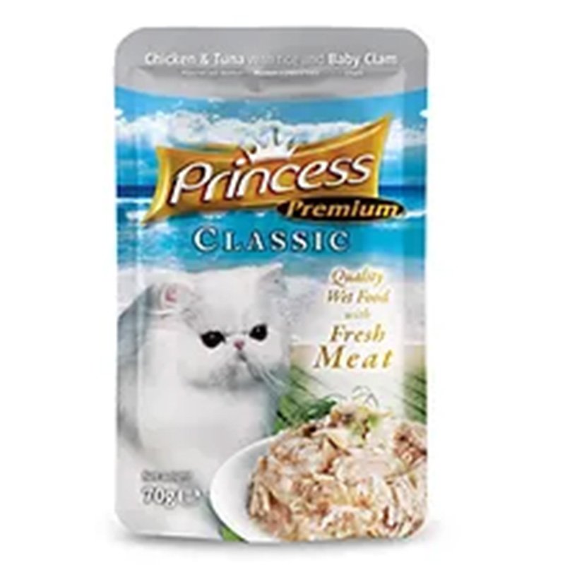 Princess Adult Cat Premium Pouch Food Chicken, Tuna, Rice & Baby Calm 70 G Best Price in UAE