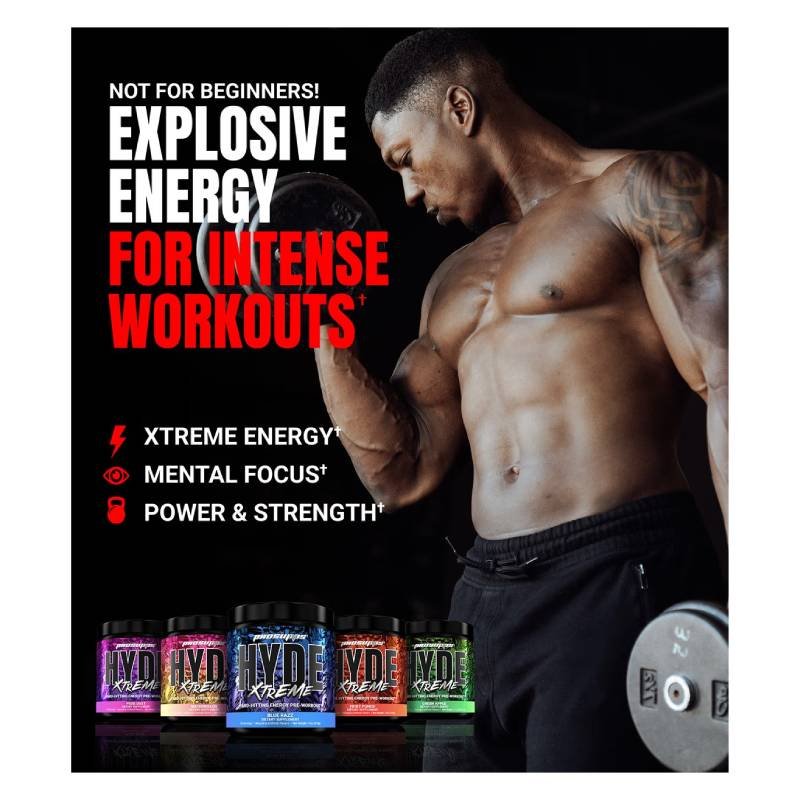 ProSupps HYDE Xtreme Hard Hitting Energy Pre Workout 30 Servings 210 G - Blue Razz Best Price in Ajman