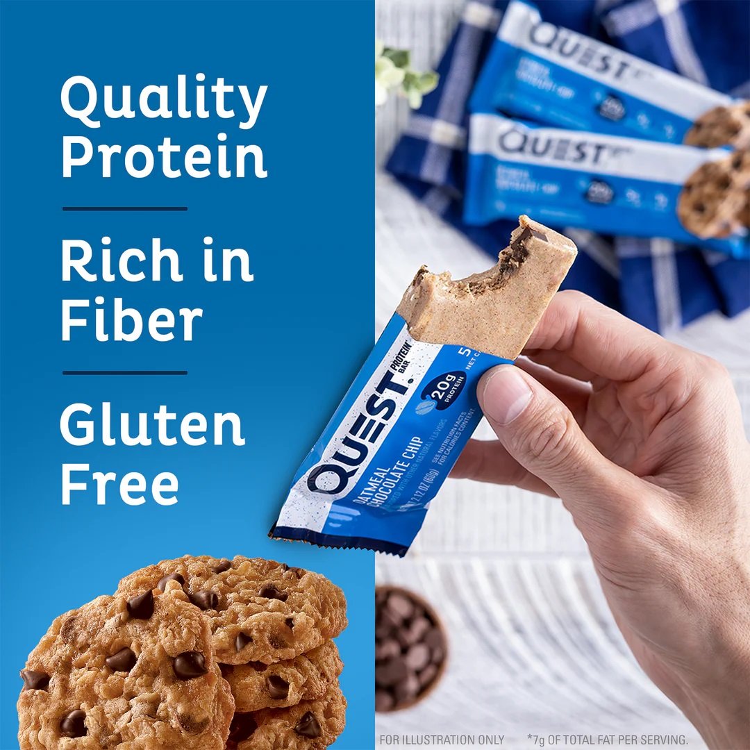 Quest Protein Bars 21 G 12 Pcs in Box - Oatmeal Chocolate Chip Best Price in Al Ain