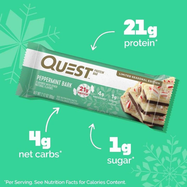 Quest Protein Bars 60 G 12 Pcs in Box - Peppermint Bark Best Price in Dubai