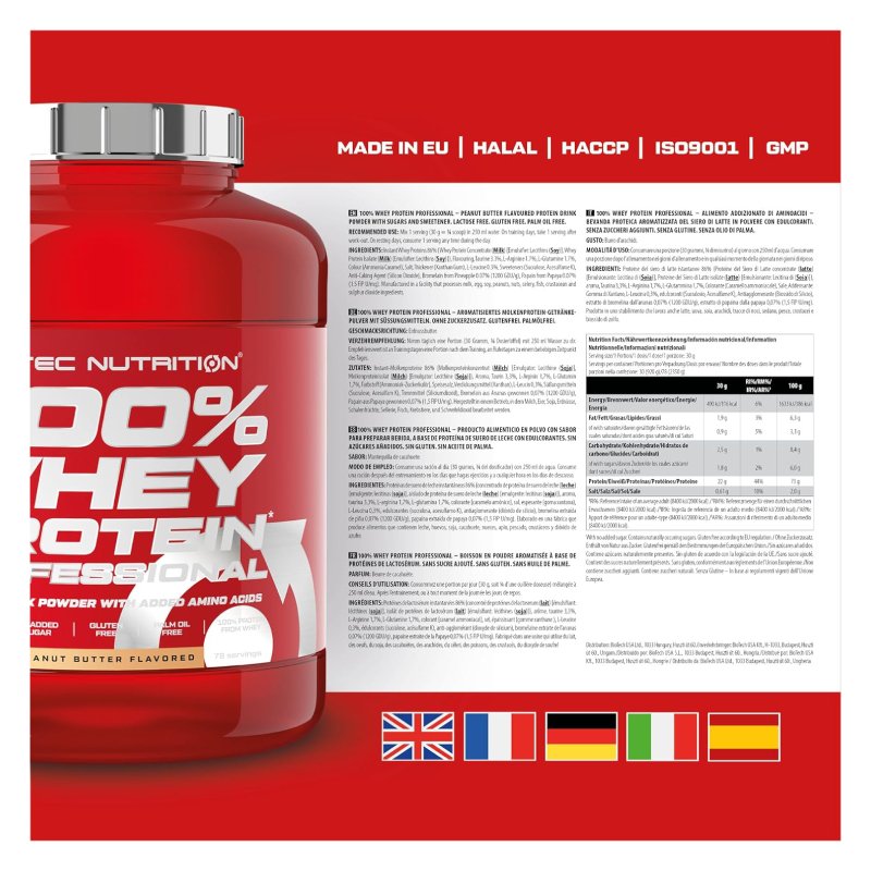 Scitec Nutrition 100% Whey Protien Professional 2350 G 78 Servings - Chocolate Peanut Butter Best Price in Dubai