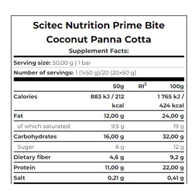 Scitec Nutrition Prime Bite Protein Bar 50G 20Pcs - Hazelnut Cream Best Price in Dubai