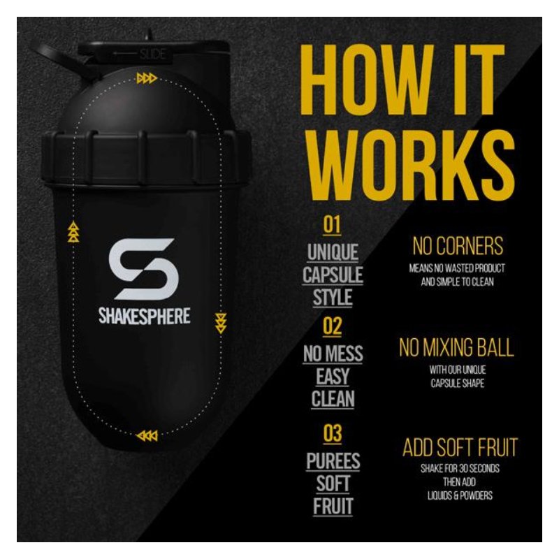ShakeSphere Tumbler Original 700mls Glossy Black/White Logo Best Price in Abu Dhabi