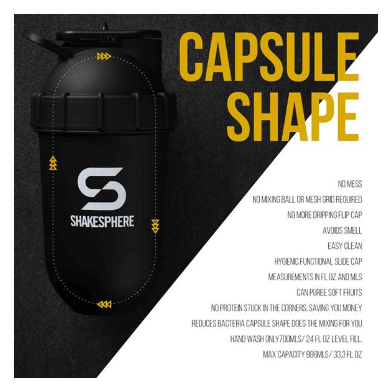 ShakeSphere Tumbler Original 700mls Glossy Black/White Logo Best Price in Ras Al Khaimah