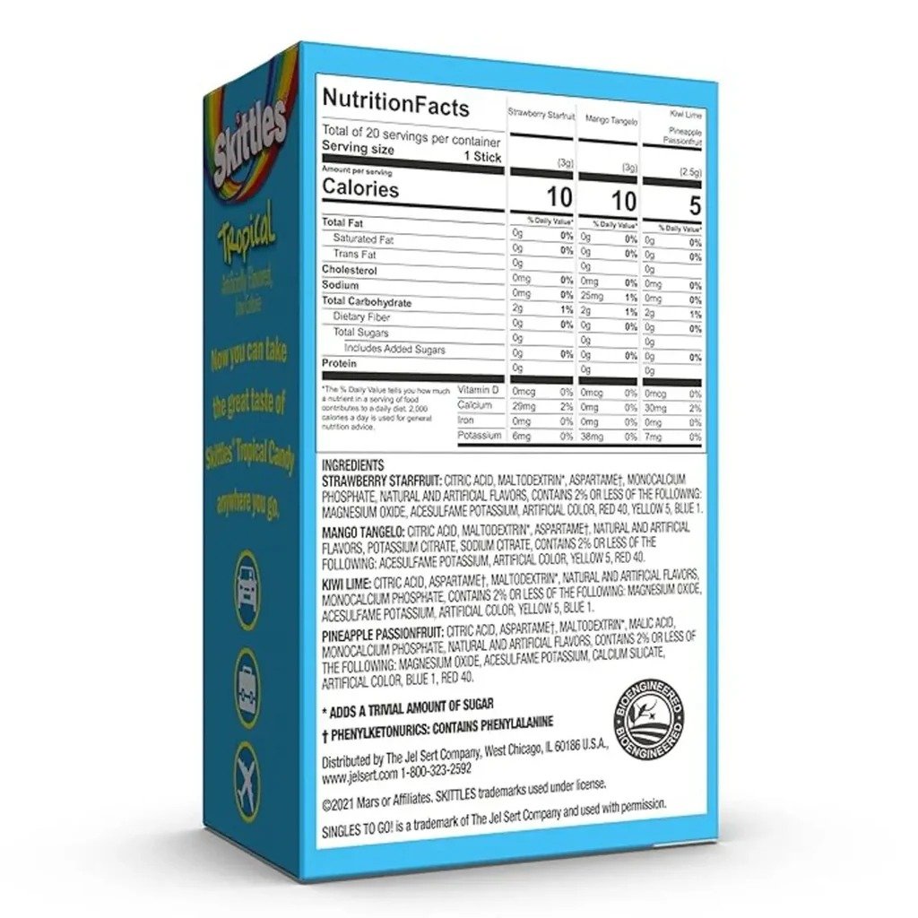 Skittles Singles To Go Tropical Pack 20 Sticks 4 Flavour 6 Pcs in Box Best Price in Dubai