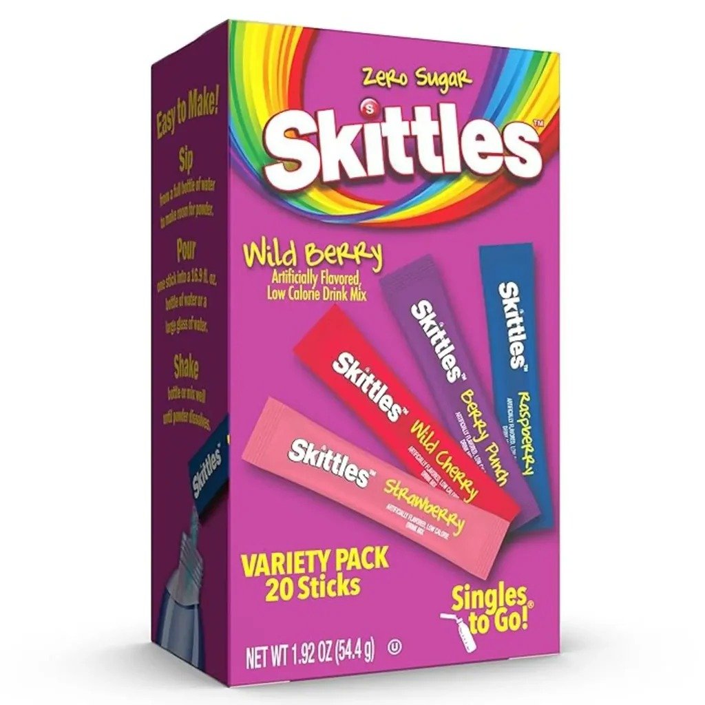 Skittles Singles To Go Wild Berry Pack 20 Sticks 4 Flavour 6 Pcs in Box