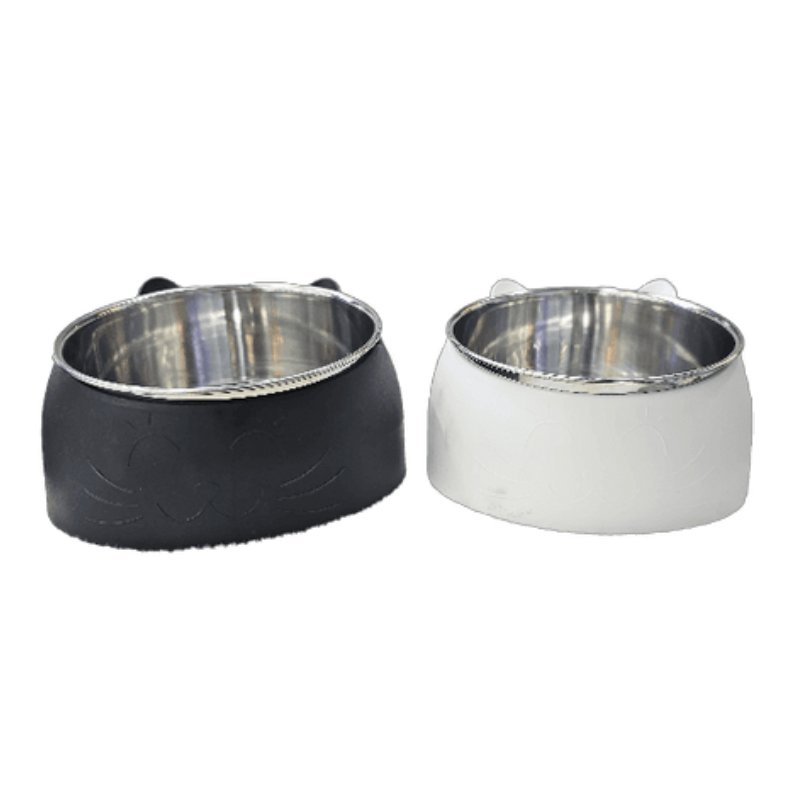 Tilted Pet Cat Dog Feeder Bowl Stainless Steel 14 CM10008