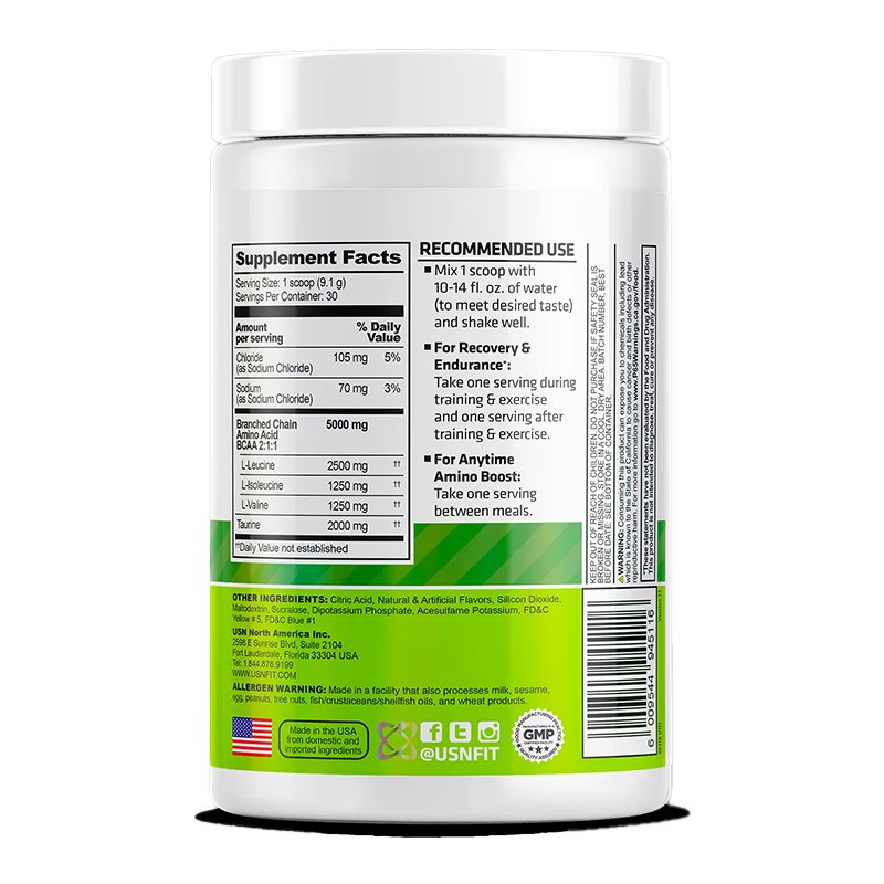 USN BCAA Amino Plus 273 G - Green Apple Best Price in Dubai