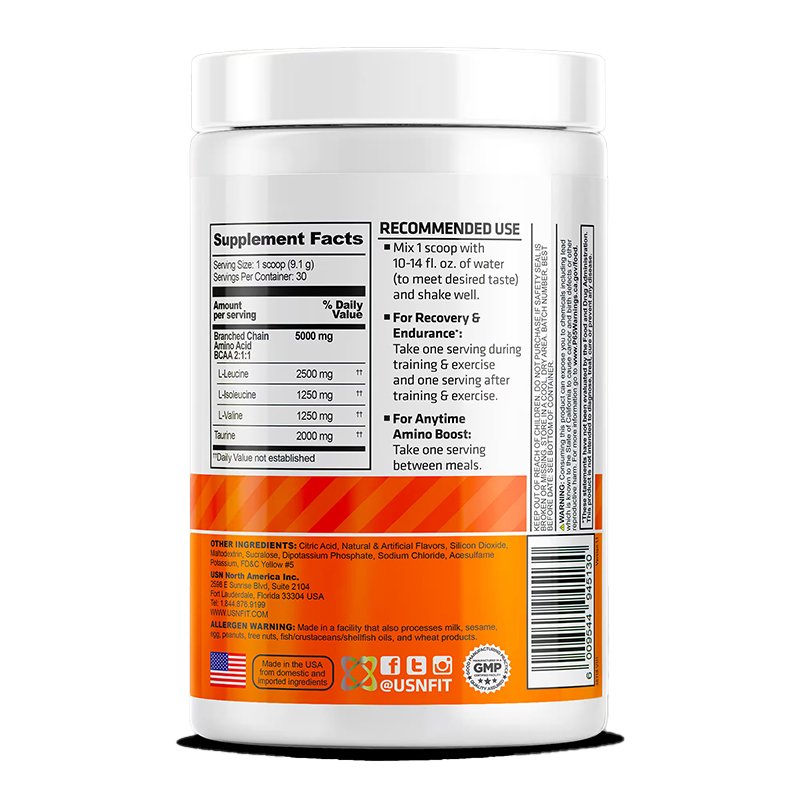 USN BCAA Amino Plus 273 G - Mango Pineapple Best Price in Dubai