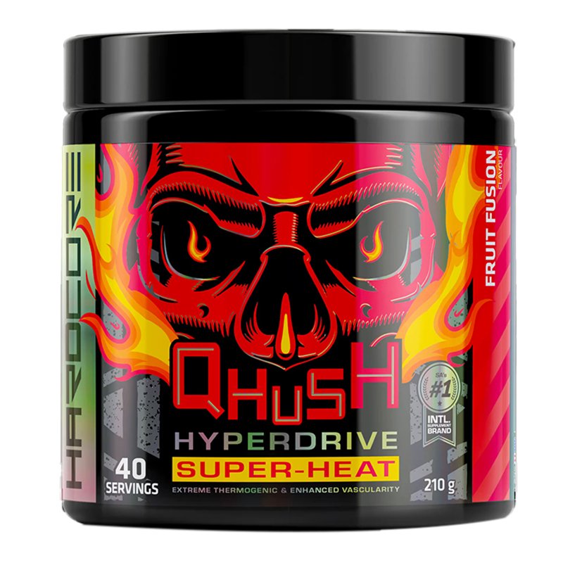 USN Qhush Hyperdrive Super Heat Fruit Fusion Pre Workout 40 Servings 210 G