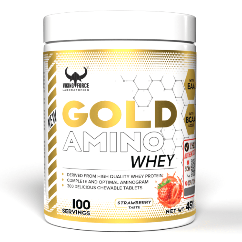 Viking Force Gold Amino Whey 450 G - Strawberry 300 Tabs
