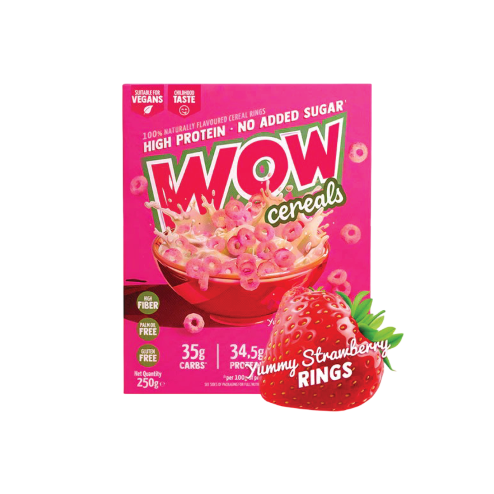 Wow High Protein Breakfast Cereal Rings 250 G - Yummy Strawberry